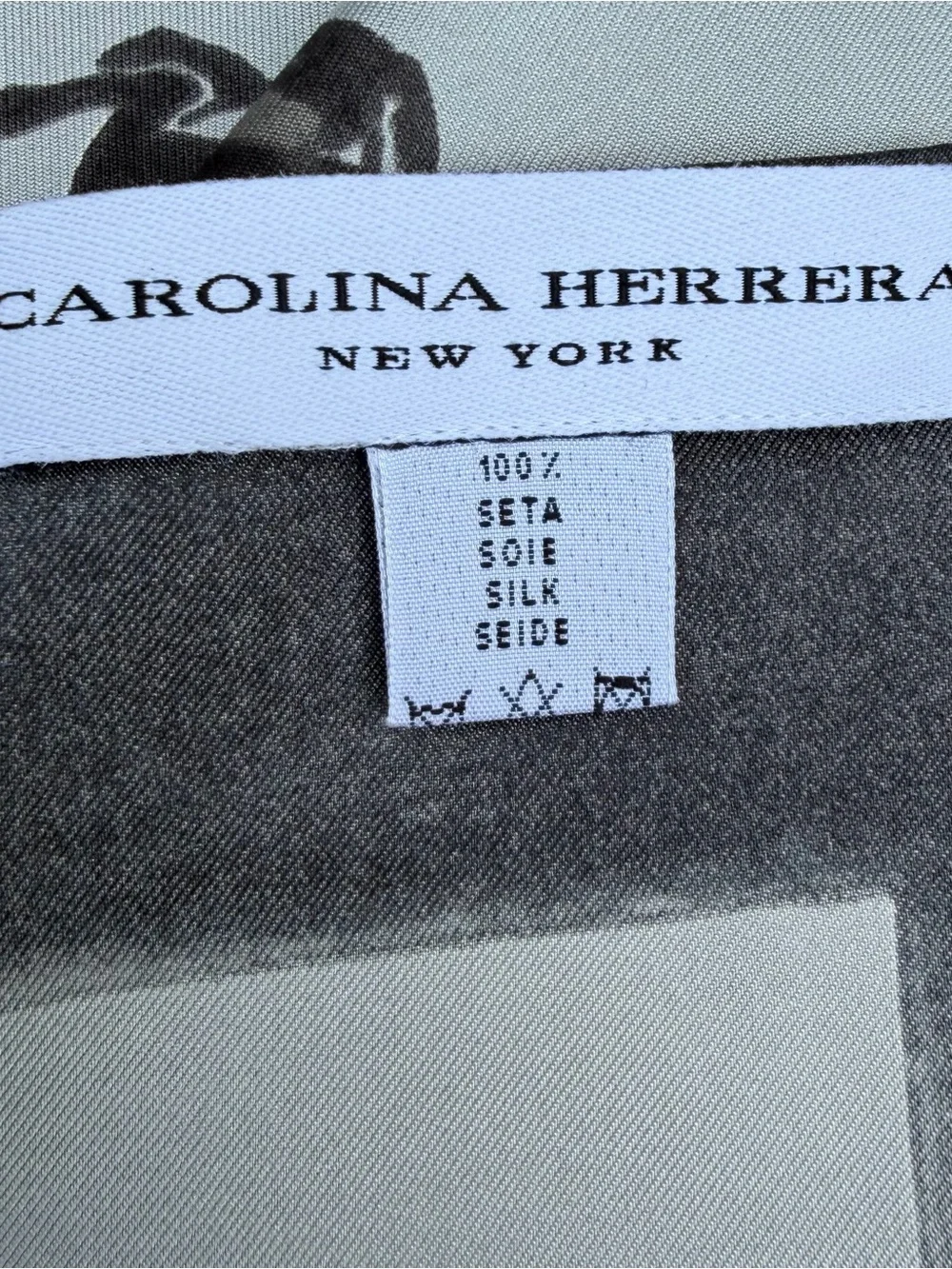 Carolina Herrera Rabbit Print Silk Scarf – Black & White Designer Scarf 35”x35”